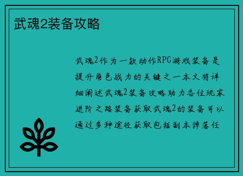 武魂2装备攻略